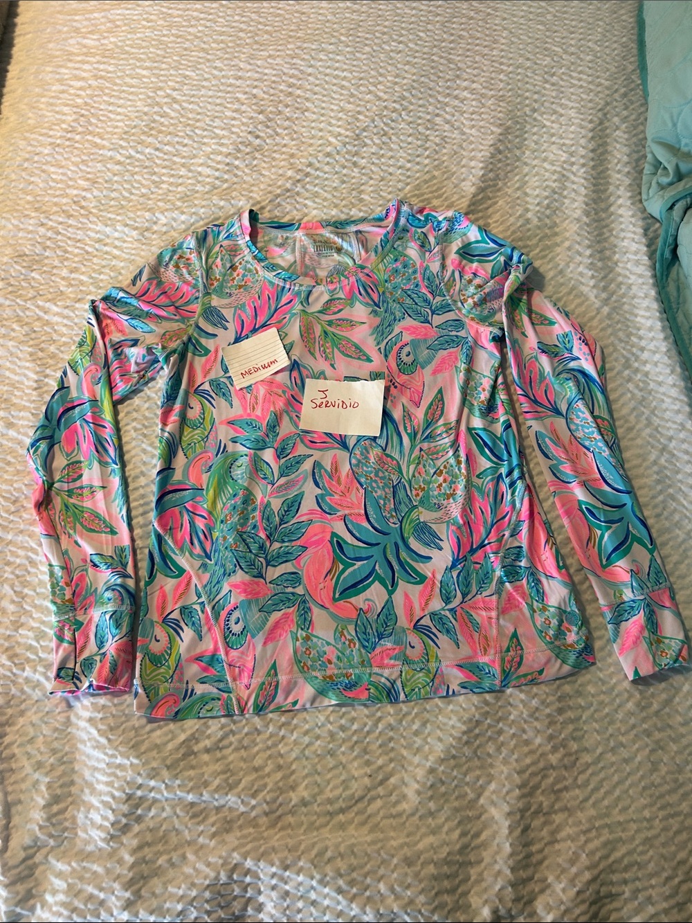 Lilly Pulitzer Luxletic Pink & Teal Floral Long-Sleeve Tee